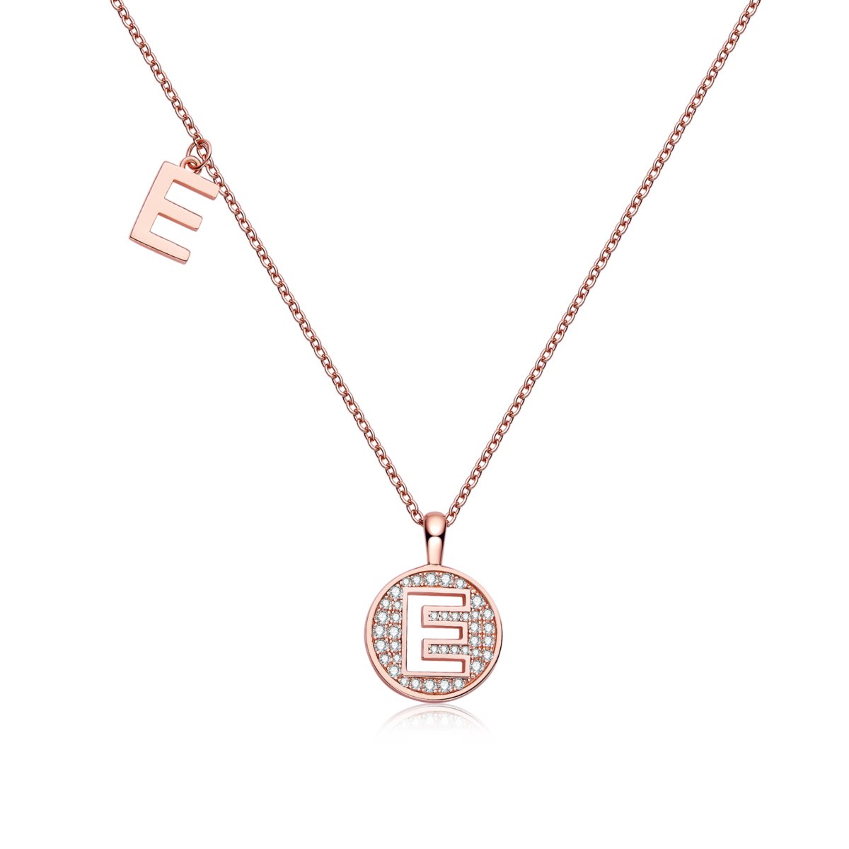 E-style pendant S925 silver plated rose gold Moissanite light luxury letter necklace